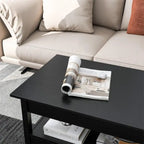 Table basse relevable avec rangement noire et blanche — 2 personnes