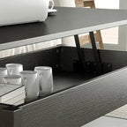 Table basse relevable avec rangement noire et blanche — 2 personnes