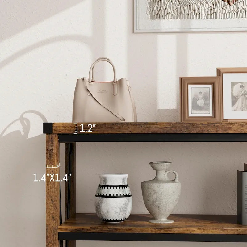 Console rustique à 3 niveaux gris/marron