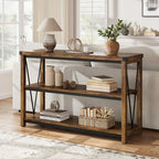 Console rustique à 3 niveaux gris/marron