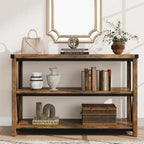 Console rustique à 3 niveaux gris/marron
