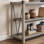 Console rustique à 3 niveaux gris/marron