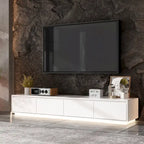 Meuble TV blanc laqué avec éclairage LED — 1 unité