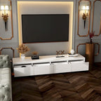Meuble TV blanc laqué avec éclairage LED — 1 unité