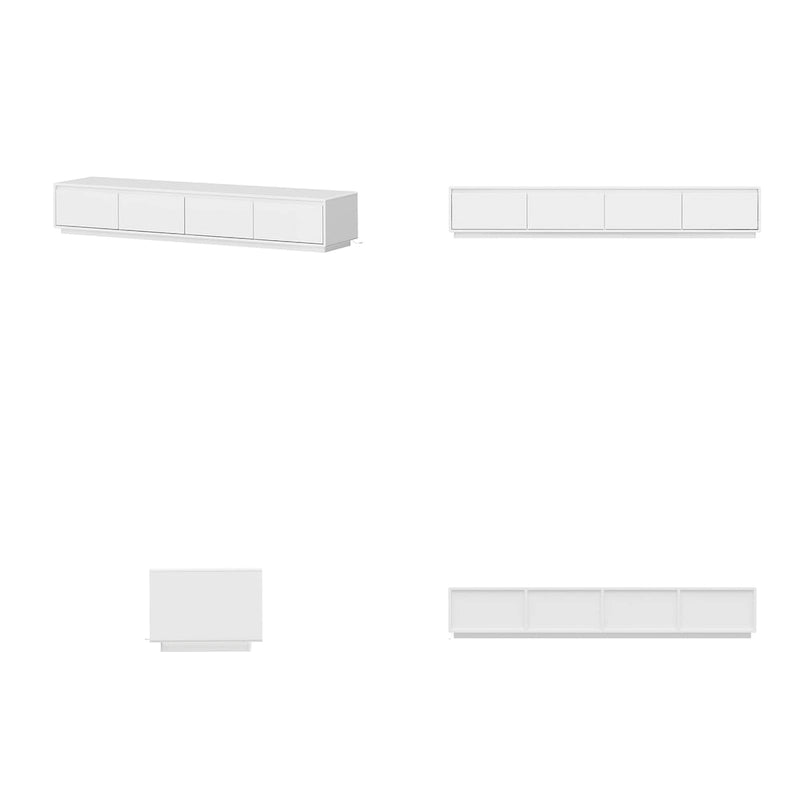 Meuble TV blanc laqué avec éclairage LED — 1 unité