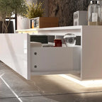 Meuble TV blanc laqué avec éclairage LED — 1 unité