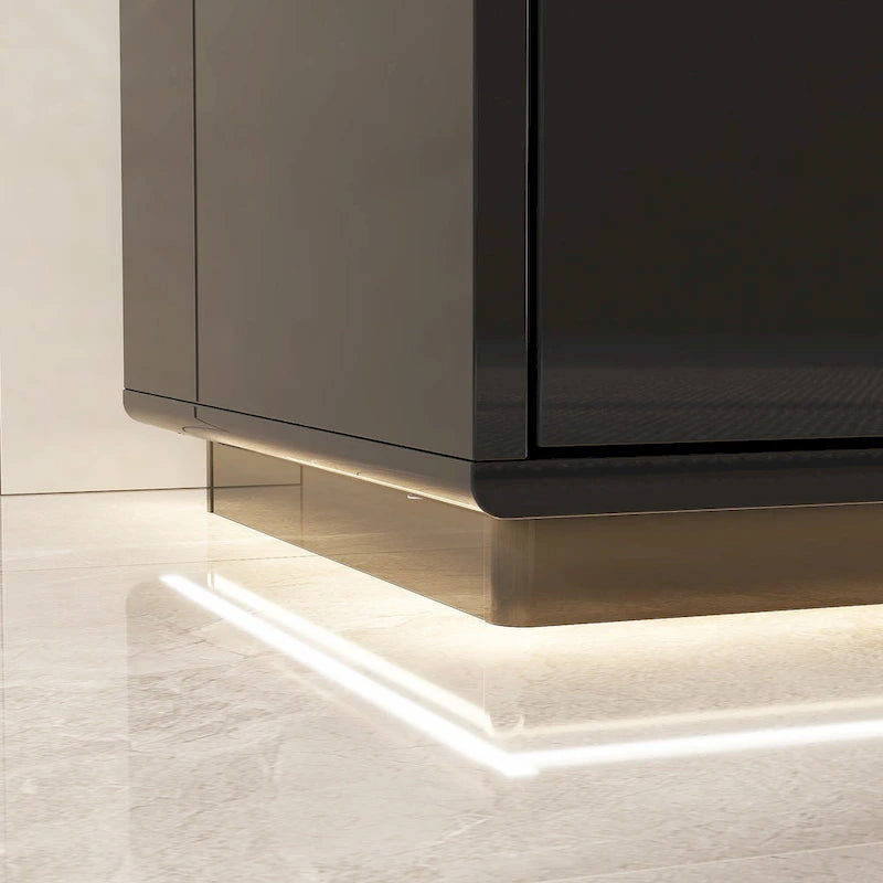 Meuble TV blanc laqué avec éclairage LED — 1 unité