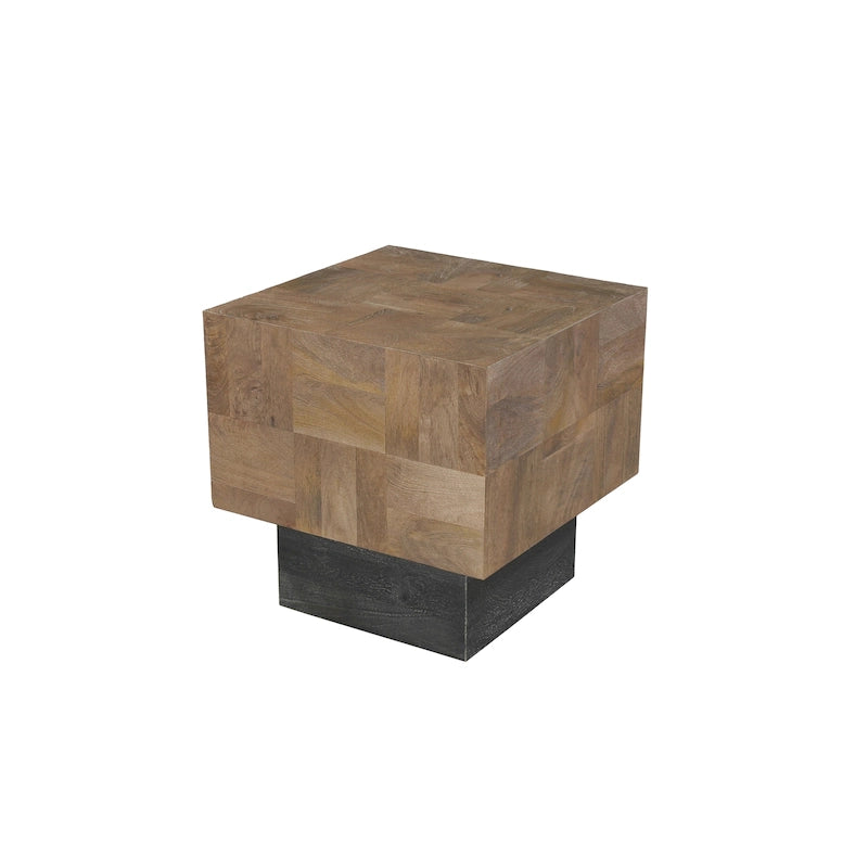 Table d'appoint en bois massif Marron foncé / Marron / Gris foncé — Style moderne, 1 personne