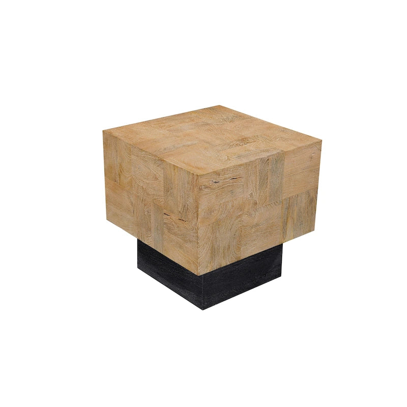 Table d'appoint en bois massif Marron foncé / Marron / Gris foncé — Style moderne, 1 personne