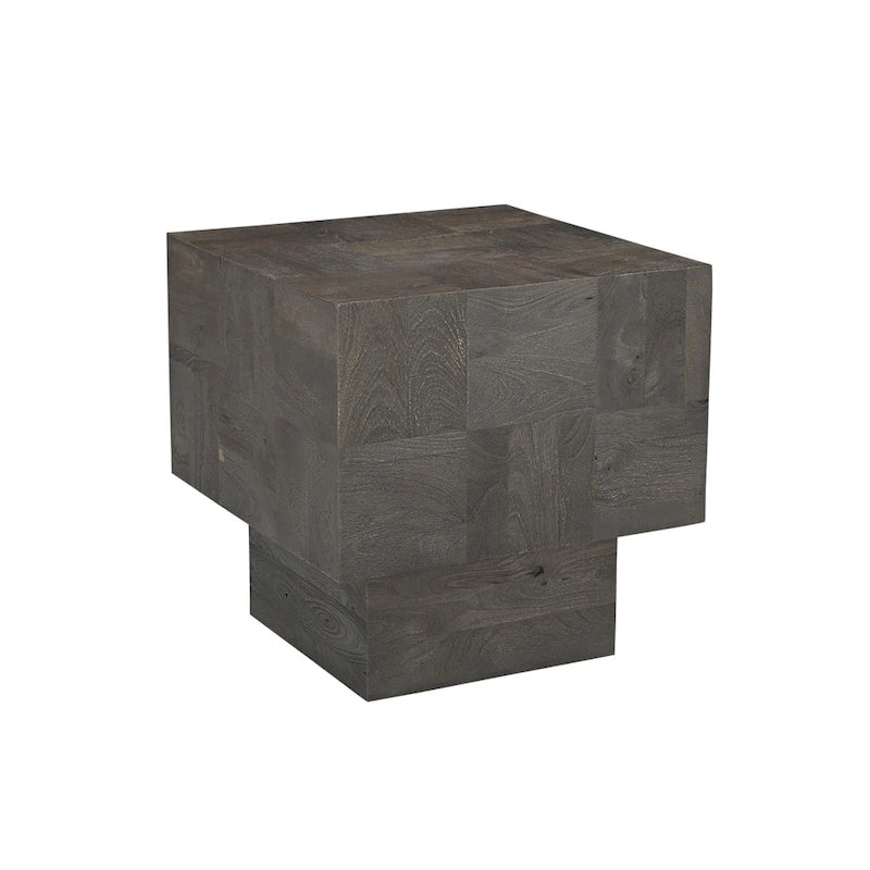Table d'appoint en bois massif Marron foncé / Marron / Gris foncé — Style moderne, 1 personne