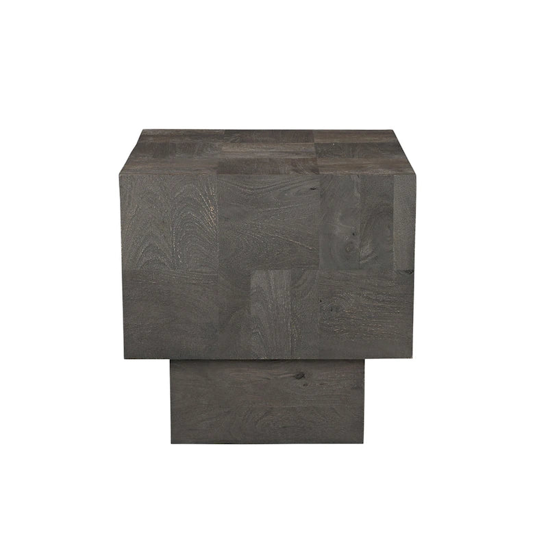 Table d'appoint en bois massif Marron foncé / Marron / Gris foncé — Style moderne, 1 personne