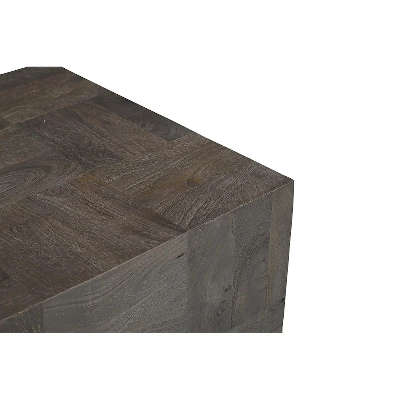 Table d'appoint en bois massif Marron foncé / Marron / Gris foncé — Style moderne, 1 personne