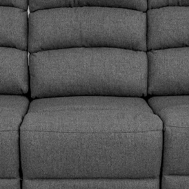 Canapé inclinable manuel gris, 3 places, en toile de jute