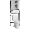 Meuble de rangement pour WC, 2 portes, 1 étagère ouverte, Gris / Expresso / Crème, pour 1 personne