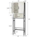 Meuble de rangement pour WC, 2 portes, 1 étagère ouverte, Gris / Expresso / Crème, pour 1 personne