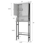 Meuble de rangement pour WC, 2 portes, 1 étagère ouverte, Gris / Expresso / Crème, pour 1 personne