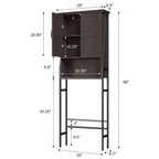 Meuble de rangement pour WC, 2 portes, 1 étagère ouverte, Gris / Expresso / Crème, pour 1 personne