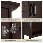 Meuble de rangement pour WC, 2 portes, 1 étagère ouverte, Gris / Expresso / Crème, pour 1 personne