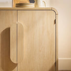 Buffet moderne noir/chêne côtier de 64 po avec bords tombants et poignées en bois
