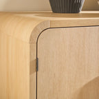 Buffet moderne noir/chêne côtier de 64 po avec bords tombants et poignées en bois