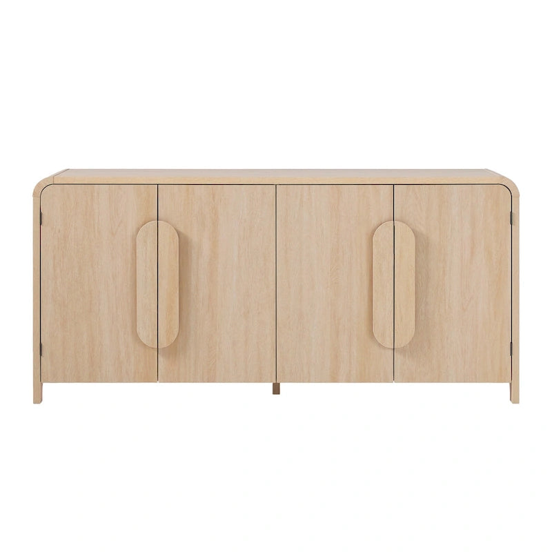 Buffet moderne noir/chêne côtier de 64 po avec bords tombants et poignées en bois