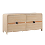 Buffet moderne noir/chêne côtier de 64 po avec bords tombants et poignées en bois