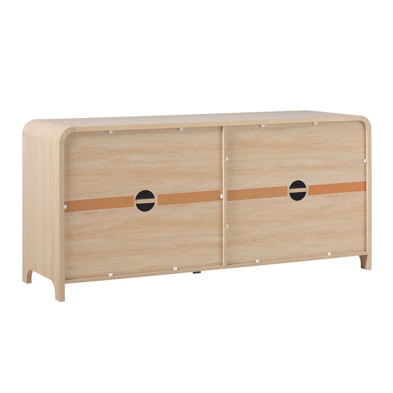 Buffet moderne noir/chêne côtier de 64 po avec bords tombants et poignées en bois