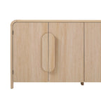 Buffet moderne noir/chêne côtier de 64 po avec bords tombants et poignées en bois