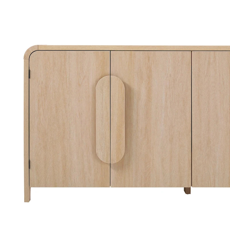 Buffet moderne noir/chêne côtier de 64 po avec bords tombants et poignées en bois