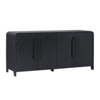 Buffet moderne noir/chêne côtier de 64 po avec bords tombants et poignées en bois