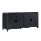 Buffet moderne noir/chêne côtier de 64 po avec bords tombants et poignées en bois