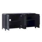 Buffet moderne noir/chêne côtier de 64 po avec bords tombants et poignées en bois