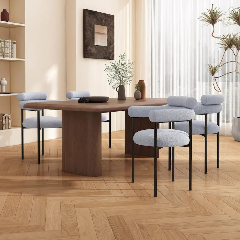Chaises de salle à manger en tissu noir/blanc/gris avec pieds en métal, lot de 2 ou 4