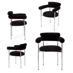 Chaises de salle à manger en tissu noir/blanc/gris avec pieds en métal, lot de 2 ou 4
