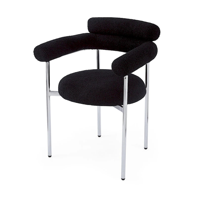 Chaises de salle à manger en tissu noir/blanc/gris avec pieds en métal, lot de 2 ou 4