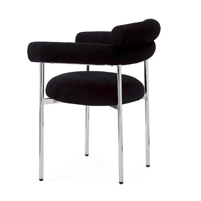Chaises de salle à manger en tissu noir/blanc/gris avec pieds en métal, lot de 2 ou 4