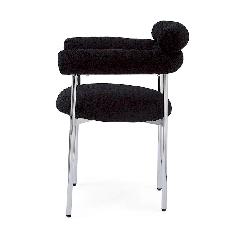 Chaises de salle à manger en tissu noir/blanc/gris avec pieds en métal, lot de 2 ou 4