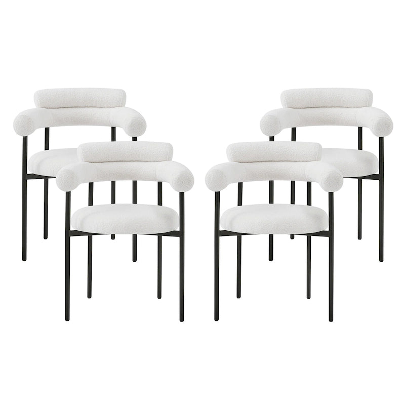 Chaises de salle à manger en tissu noir/blanc/gris avec pieds en métal, lot de 2 ou 4