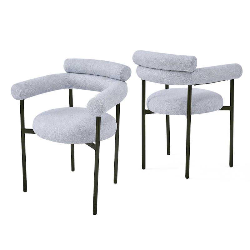 Chaises de salle à manger en tissu noir/blanc/gris avec pieds en métal, lot de 2 ou 4