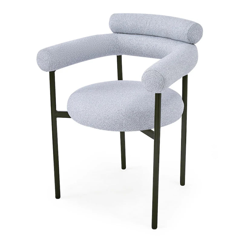 Chaises de salle à manger en tissu noir/blanc/gris avec pieds en métal, lot de 2 ou 4