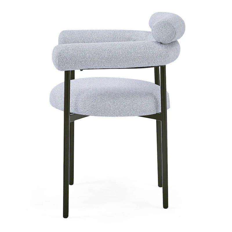 Chaises de salle à manger en tissu noir/blanc/gris avec pieds en métal, lot de 2 ou 4