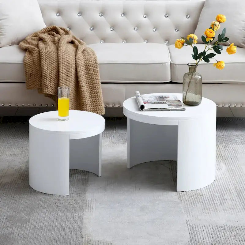 Tables gigognes blanches/noires, lot de 2