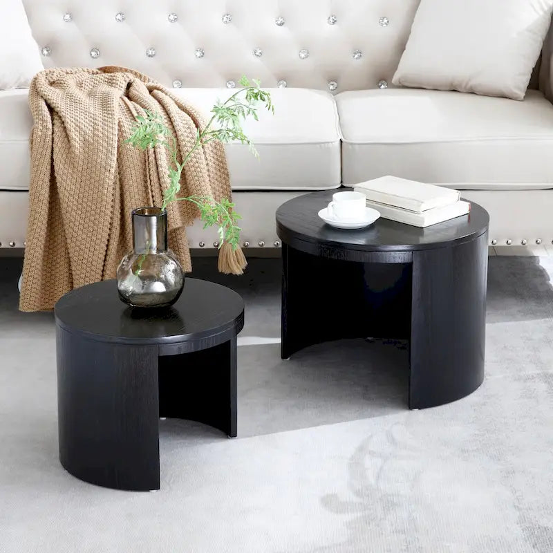 Tables gigognes blanches/noires, lot de 2
