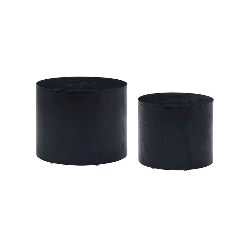Tables gigognes blanches/noires, lot de 2